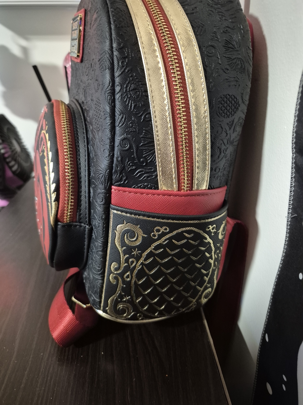Loungefly Black and Red House Targaryen Dragon Mini Backpack - Picture 3 of 4